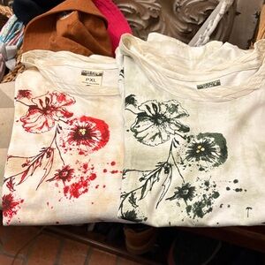 TWO-Oleg Cassini Sport Red Floral on Cream Tee
